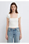 Square Neck Ecru T-Shirt Fitted / Bodycon Cut 1614388-70057 - 5