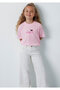 Logo Cat Printed Pink T-Shirt Loose Fit / Comfortable Loose Cut 7610475-90773