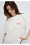 Slogan Printed Ecru T-Shirt Boxy Fit 1613905-70057 - 2