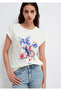 Kelebek Printed Ecru T-Shirt Regular Fit / Normal Cut 1613718-80194