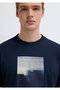Printed Navy Blue T-Shirt Loose Fit / Relaxed Comfortable Cut 0613602-86623 - 6