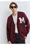 M Printed Burgundy Cardigan Oversize / Wide Cut 0710288-70414 - 4