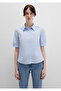 Short Sleeve Striped Shirt Fitted / Body Fitting Cut 1210060-90700 - 3