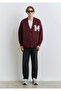 M Printed Burgundy Cardigan Oversize / Wide Cut 0710288-70414 - 5