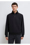 Black Basic Sweatshirt with Half Zipper 0S10278-900 - 3