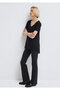 V-Neck Black Basic Viscous T-Shirt Loose Fit / Loose Relaxed Fit 166775 -900