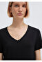 V-Neck Black Basic Viscous T-Shirt Loose Fit / Loose Relaxed Fit 166775 -900 - 7