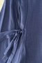 Asymmetrical Cut Spanish Sleeve Side Belted 100% Linen Women's Shirt - 5