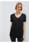 V-Neck Black Basic Viscous T-Shirt Loose Fit / Loose Relaxed Fit 166775 -900 - 2