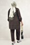 67074 Large Size Men's Collared Skirt and Modal Pants Set - Brown - 6