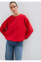 Crew Neck Red Basic Sweatshirt 1610198-80791