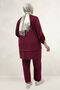 67074 Large Size Men's Collared Skirt and Modal Pants Set - Burgundy - 6