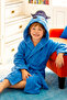Boy's Hooded Cotton Bathrobe, with Pirate Figure, Blue (Ages 1-14)