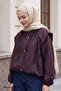 Purplish Blue Bomber Jacket with Gathered Collar - 2