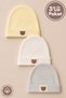 Unisex Baby Bear Embroidered Combed Organic Cotton Newborn 3-Piece Baby Beanie Set