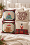 Double Sided Printed Velvet Texture Christmas Patterned 4-Piece Throw Pillow Set - 5