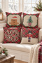 Double Sided Printed Velvet Texture Christmas Patterned 4-Piece Throw Pillow Set - 7