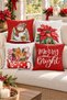 Double Sided Printed Velvet Texture Christmas Patterned 4-Piece Throw Pillow Set - 6