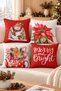 Double Sided Printed Velvet Texture Christmas Patterned 4-Piece Throw Pillow Set - 8