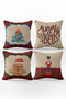 Double Sided Printed Velvet Texture Christmas Patterned 4-Piece Throw Pillow Set - 8