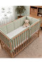 Snap Fastener Crib Side Protector Double Sided 100% Cotton, 4 Piece Set 60X120 cm Full Protection Baby Side Protection Sage - 3