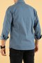 Men's Blue Slim Fit Denim Shirt with Cotton Snap Buttons and Double Pockets - 6