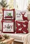 Double Sided Printed Velvet Texture Christmas Patterned 4-Piece Throw Pillow Set - 7