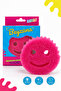 Smiling Face Dish and Cleaning Sponge Soft Hard Structure Softens When Exposed to Heat - Pink
