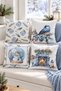Double Sided Printed Velvet Texture Christmas Patterned 4-Piece Throw Pillow Set - 3