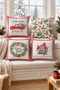 Double Sided Printed Velvet Texture Christmas Patterned 4-Piece Throw Pillow Set - 2