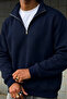 Men's Sweatshirt Relaxed Fit Cotton Fleece Inside Half Zipper Stand Collar Sweatshirt