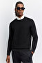 Men's Black Crew Neck Full Jacquard Long Sleeve Sweater A62Y5002 - 6