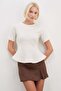 Thessaloniki Knitted Peplum Blouse with Zipper on the Back - 5