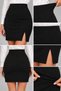 Women's Black Steel Knitted Pencil Skirt High Waist 4-Way Stretch Lycra - 6