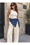 Women's Navy Blue Floral Patterned Cotton 70X70 Imported Scarf Flr6021 - 2