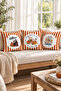 Autumn Patterned Velvet 3-Piece Throw Pillow Cover Set 43X43 cm - Decorative Pillowcases - 5