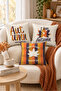 Autumn Patterned Velvet 3-Piece Throw Pillow Cover Set 43X43 cm - Decorative Pillowcases - 8