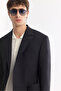 Men's Navy Blue Mono Collar Double Slit Unlined Comfort Fit Jacket A61Y4009 - 2