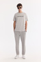 Men's Gray Crew Neck Printed Bi-Stretch Interlock Regular Fit T-Shirt A61Y1061 - 5