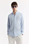 Men's Light Blue Button-Down Collar Cotton Easy-Iron Regular Fit Shirt A51Y2130 - 5