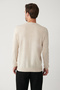 Men's Beige Crew Neck Wool Knitwear Sweater B 005013 - 4