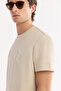 Men's Beige Crew Neck Printed Bi-Stretch Interlock Regular Fit T-Shirt A61Y1068 - 3