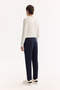 Men's Navy Blue Side Elastic Bi-Stretch Lightly Striped Slim Fit Trousers A52Y3204 - 3
