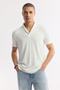 Men's Ecru Shawl Collar Viscose Blend Jacquard Regular Fit T-Shirt A51Y1071 - 6