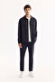 Men's Navy Blue Classic Collar Quick Dry Non-Iron Technical Fabric Comfort Fit Shirt Jacket A52Y2118 - 6