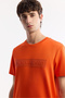Men's Orange Crew Neck Bi-Stretch Interlock Regular Fit T-Shirt A51Y1021 - 2