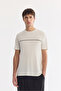 Men's Ecru Crew Neck Printed Soft Touch Regular Fit T-Shirt A61Y1060