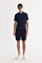 Men's Navy Blue Side Elasticated Ribbed Relaxed Fit Chino Shorts A61Y3730 - 7