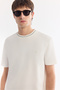 Men's Ecru Crew Neck Easy-Iron Regular Fit T-Shirt A61Y1034 - 2