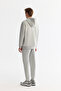 Men's Gray Hooded Collar Flexible Cotton Soft Texture Interlock Fabric Sweatshirt B001101 - 3